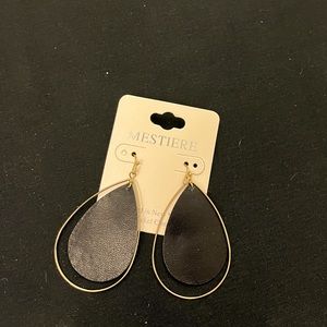 Gold and leather dangle earrings